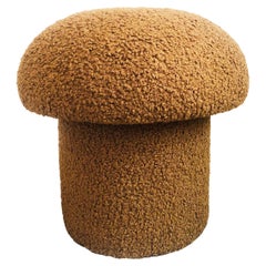 Mushroom Ottoman in Chestnut Brown Boucle