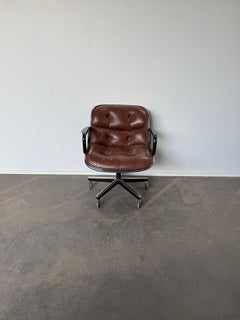 Chestnut Brown Leather Knoll Office Chair by Charles Pollock