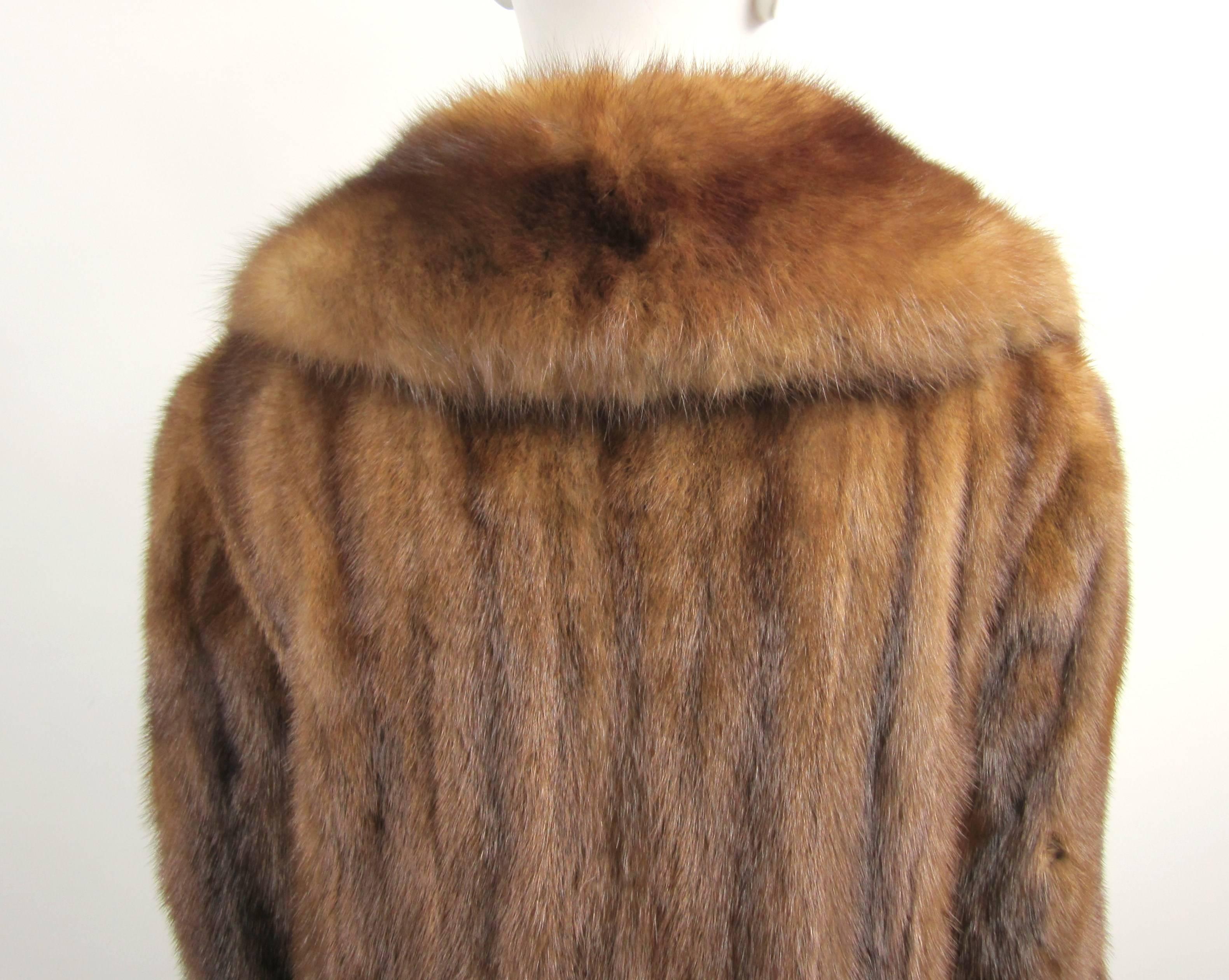  Chestnut Brown Long Mink Wide Collar Coat - Vintage  2