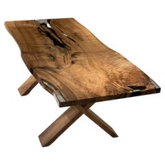 Chestnut Epoxy Resin Wooden Table - Dining Table For 6 - Solid Wood Table
