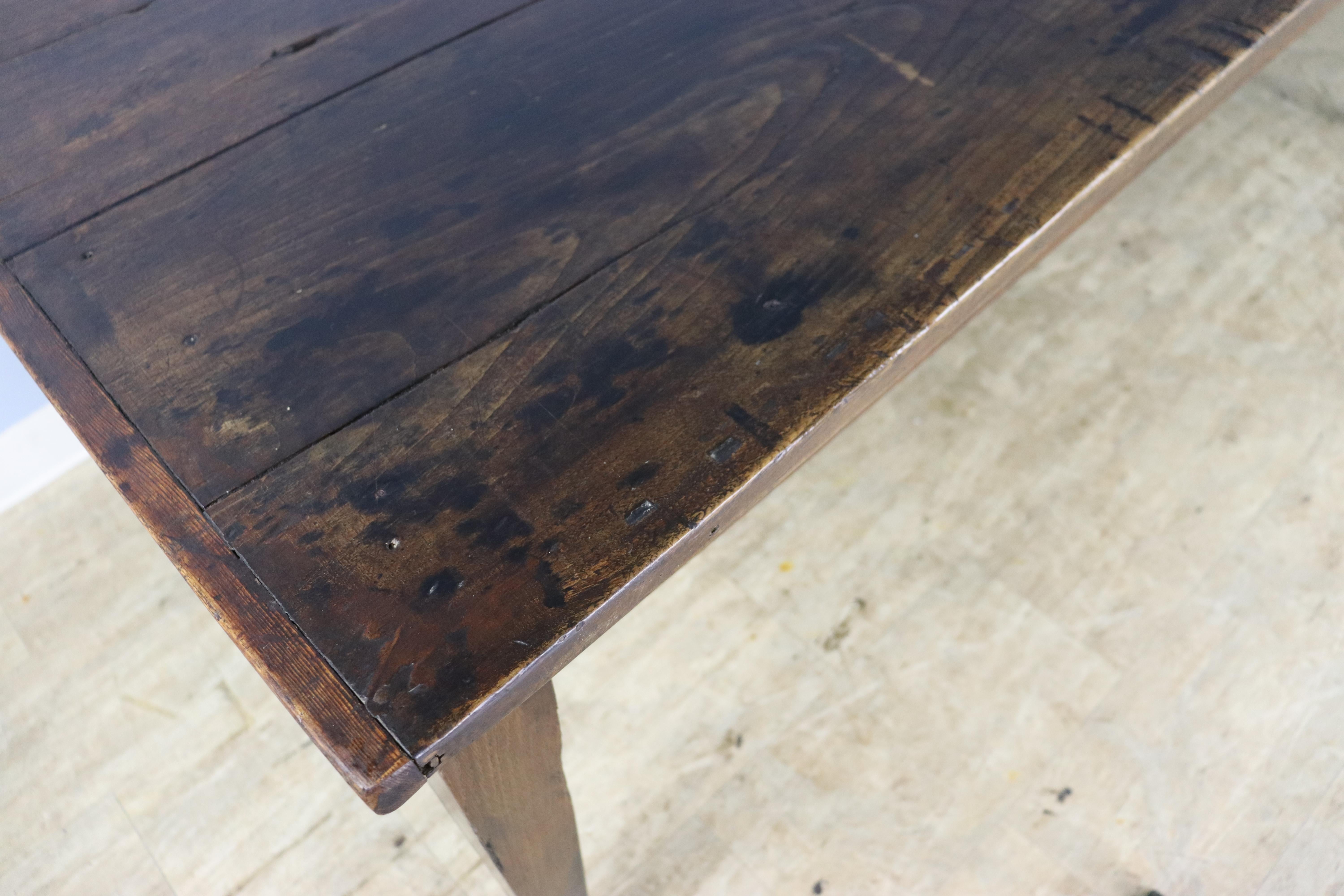 Chestnut Farm Table with Wide Planks For Sale 8