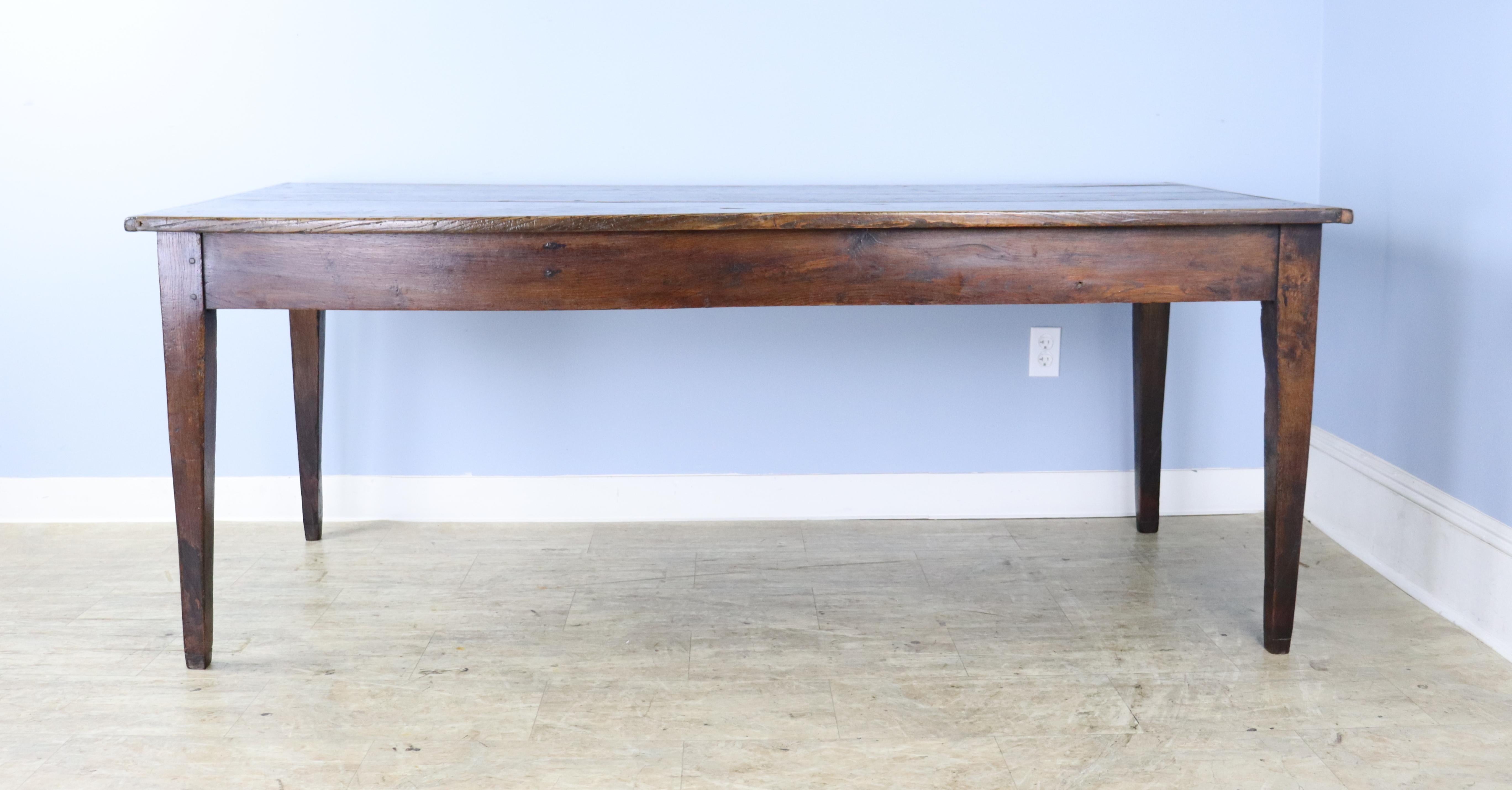 19th Century Chestnut Farm Table with Wide Planks For Sale