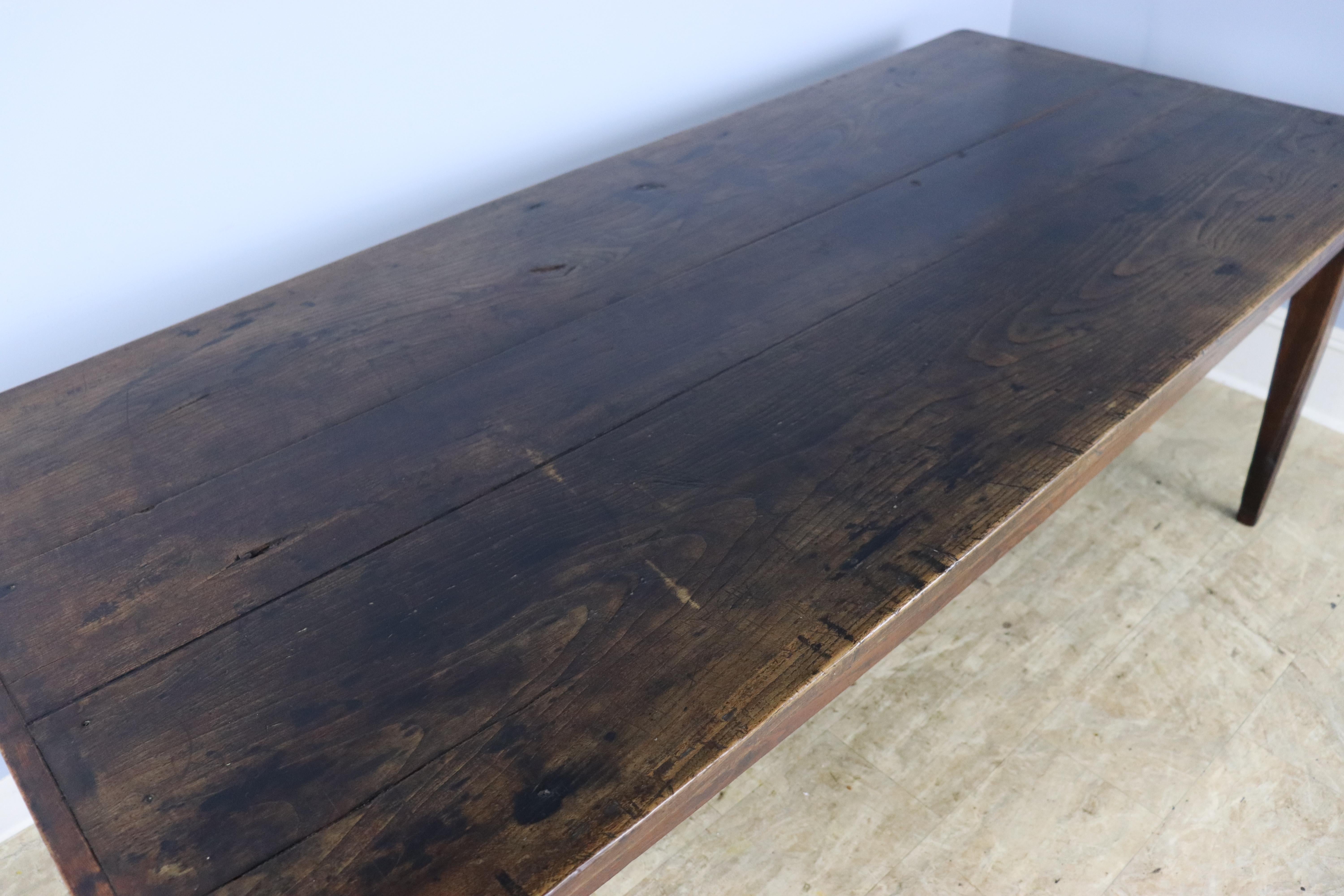 Chestnut Farm Table with Wide Planks For Sale 2