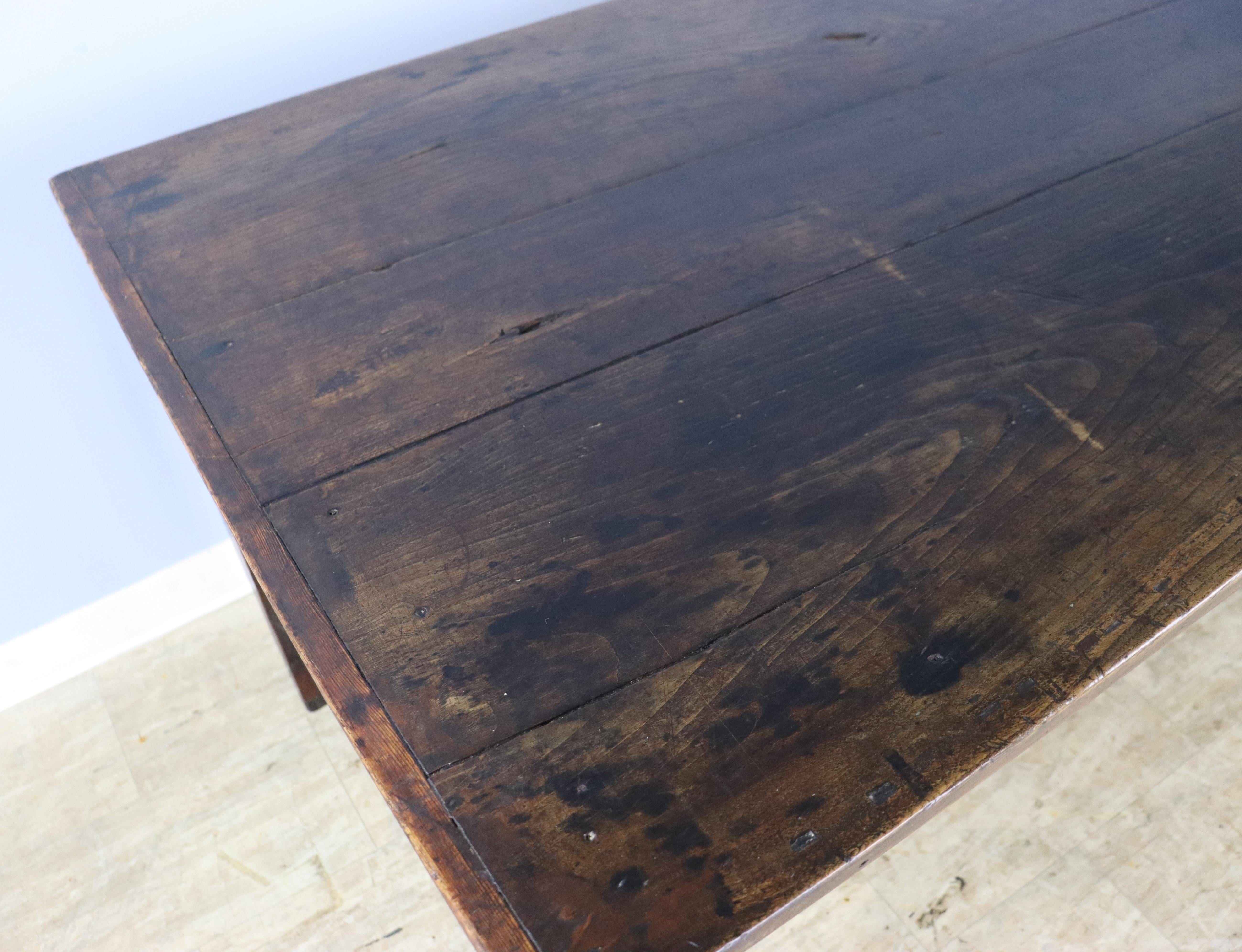 Chestnut Farm Table with Wide Planks For Sale 3