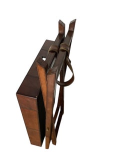 Chestnut Leather Covered Folding Butlers Tray