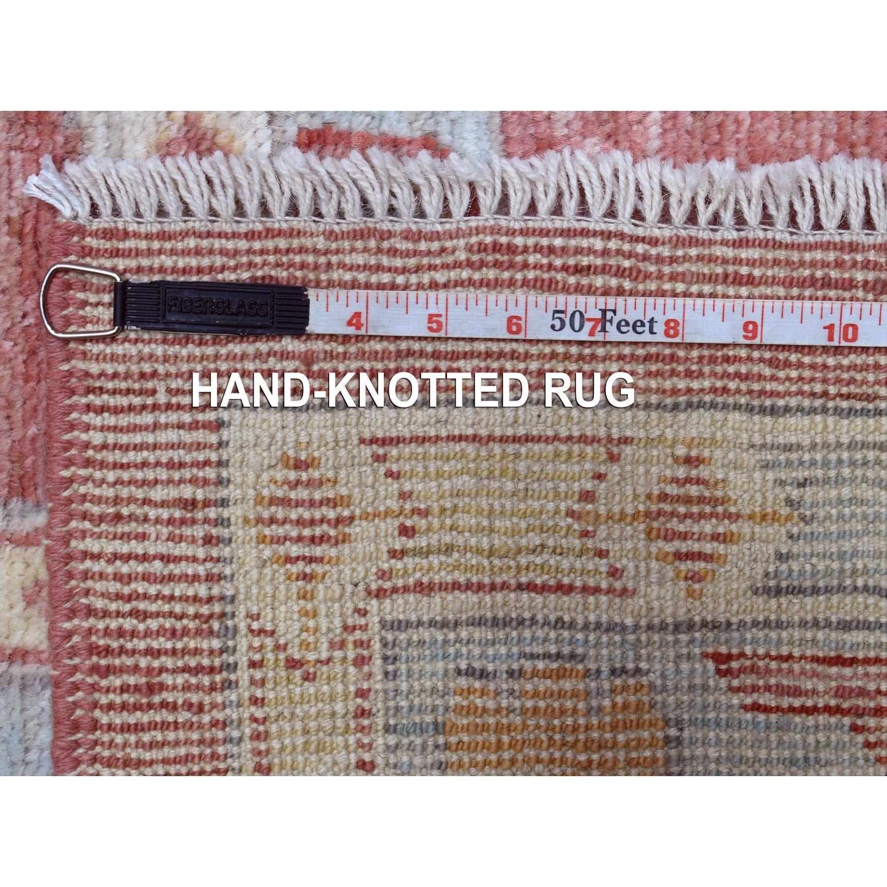 Handgeknüpfter übergroßer Teppich aus afghanischer Wolle Angora Oushak in Kastanienholz, Rosa, 13'9
