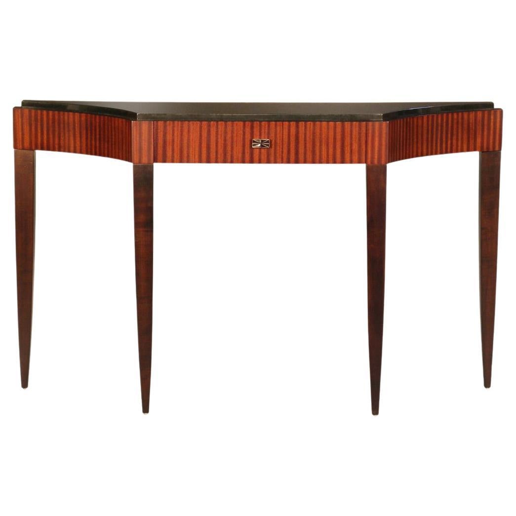 Chestnut Ribbon Sapele Scallop Console Table by Lee Weitzman For Sale