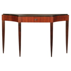 Chestnut Ribbon Sapele Scallop Console Table by Lee Weitzman