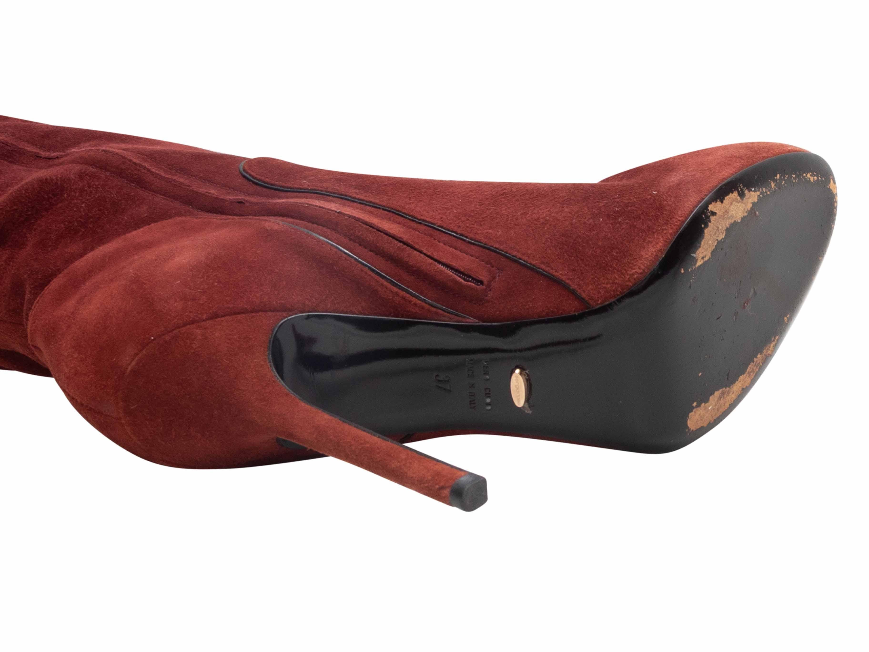 Chestnut Sergio Rossi Heeled Suede Boots Size 37 Pour femmes en vente