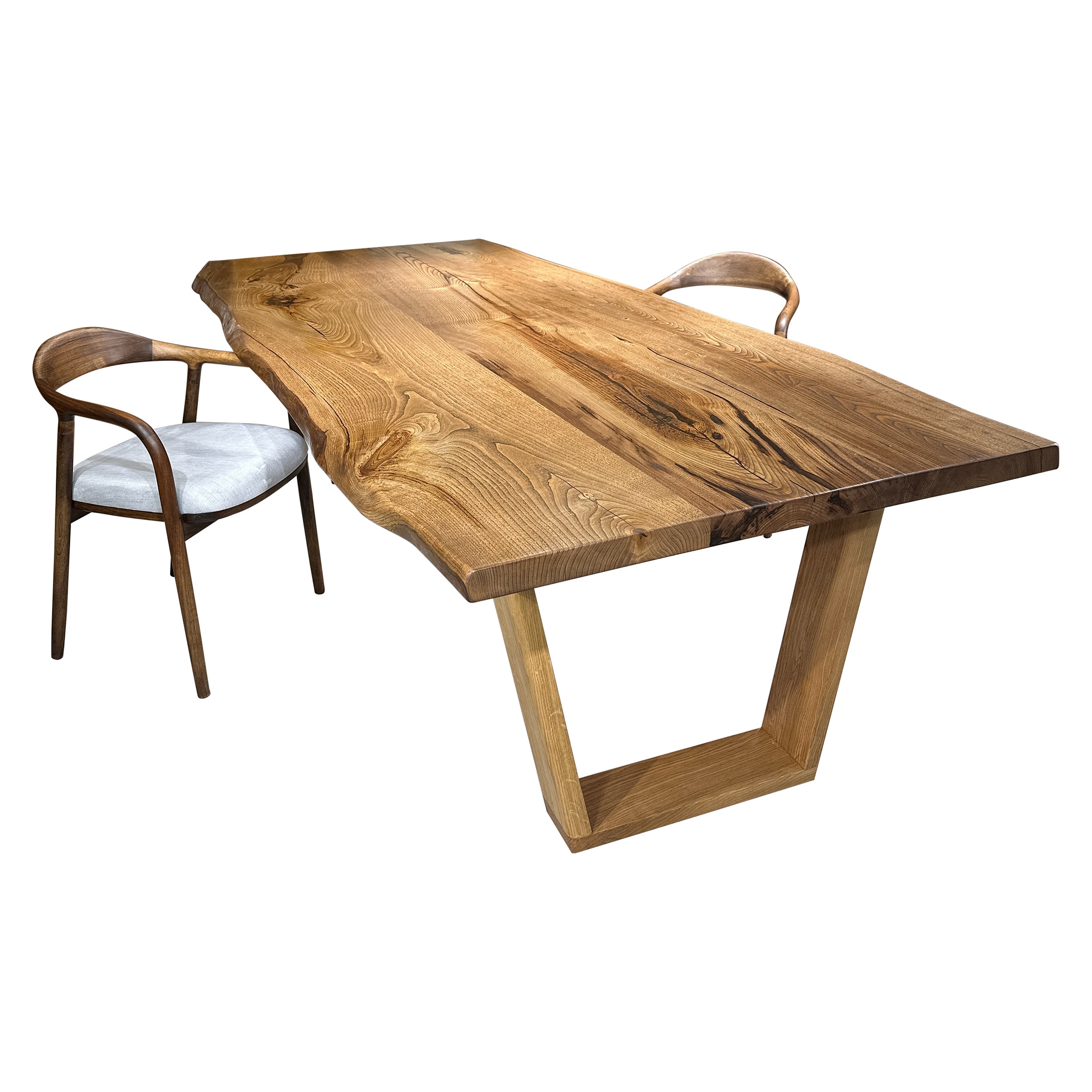 Mesa de cocina de comedor de madera maciza de castaño con canto vivo a medida