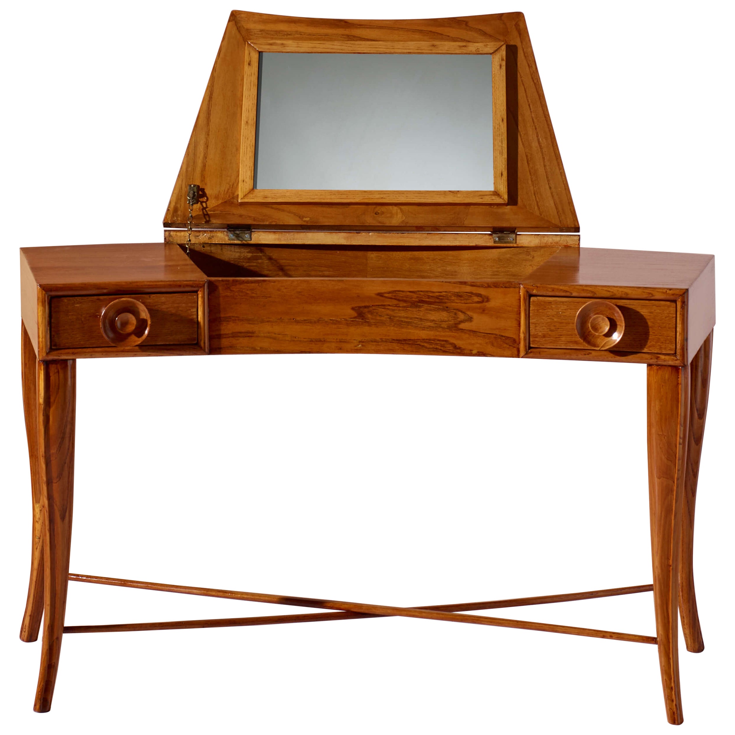 Chestnut wood vanity table, Italian craftsmanship, 1950s