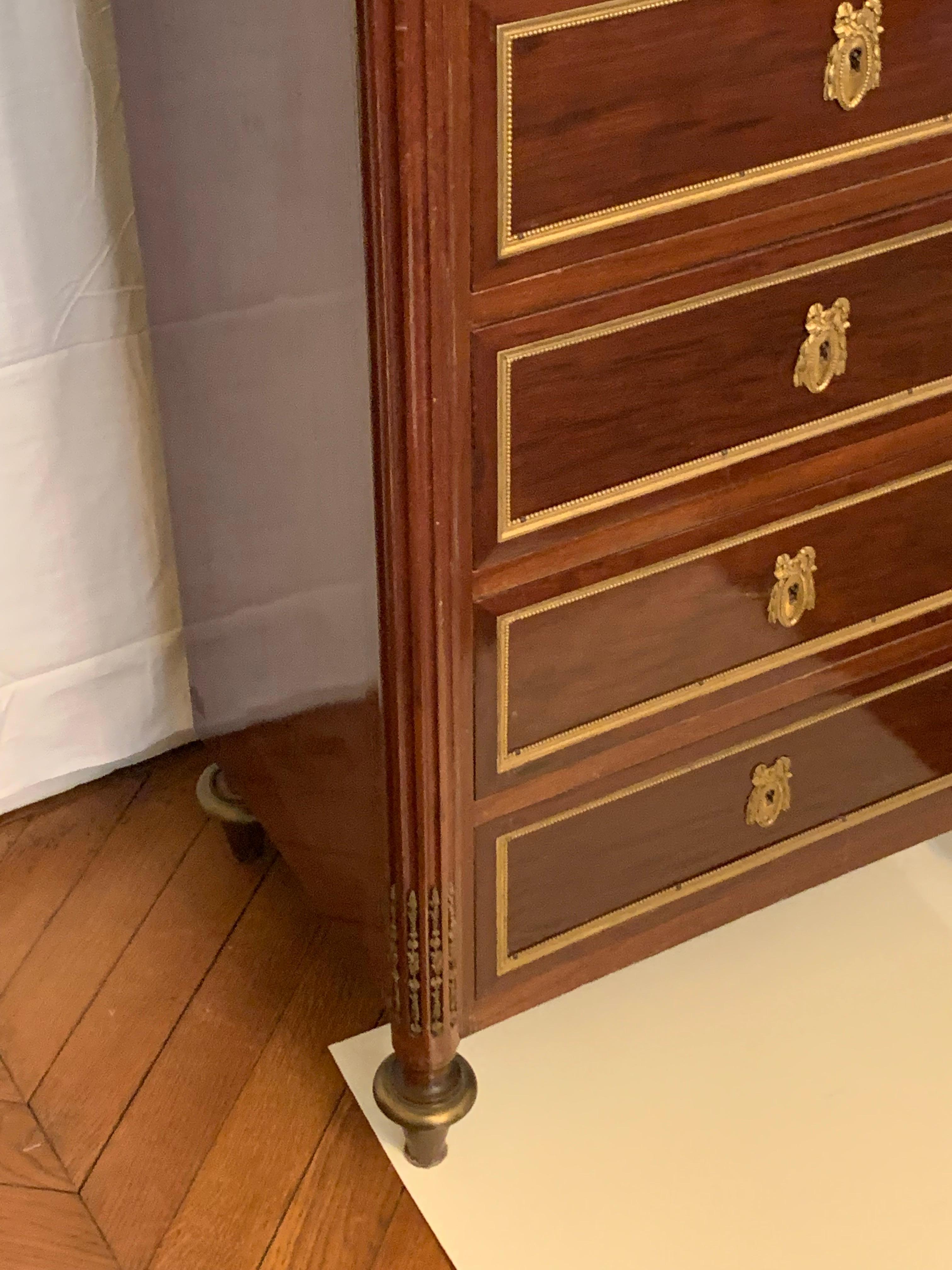 Louis XVI Chests of drawers mahogany and bronze For Sale