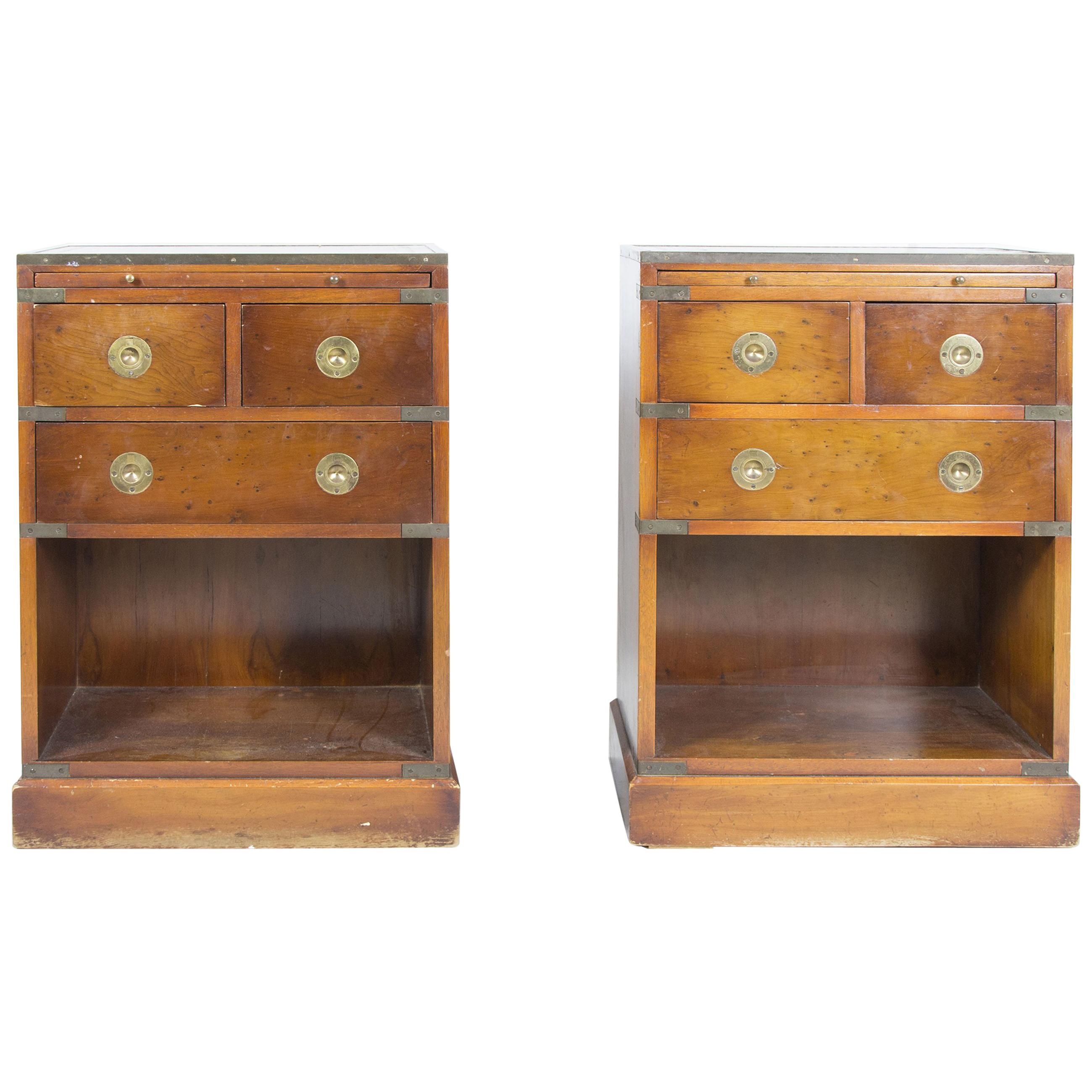 Chests with Leather Writing Tables, 1950s, Set of 2