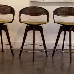Chet Beardsley Mid-Century Modern Swivel Bar Stools, Set 3