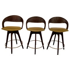 Vintage Chet Beardsley Mid-Century Modern Swivel Bar Stools, Set 3