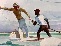 Fisherman and Punter, American Sporting Art, Fly Fishing, Bahamian Flats Fishing