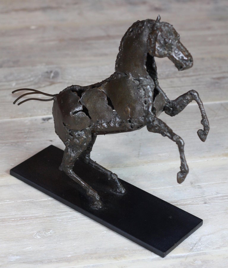 Cheval Cabré 'Prancing Horse' sculpture in Patinated iron by Patrice