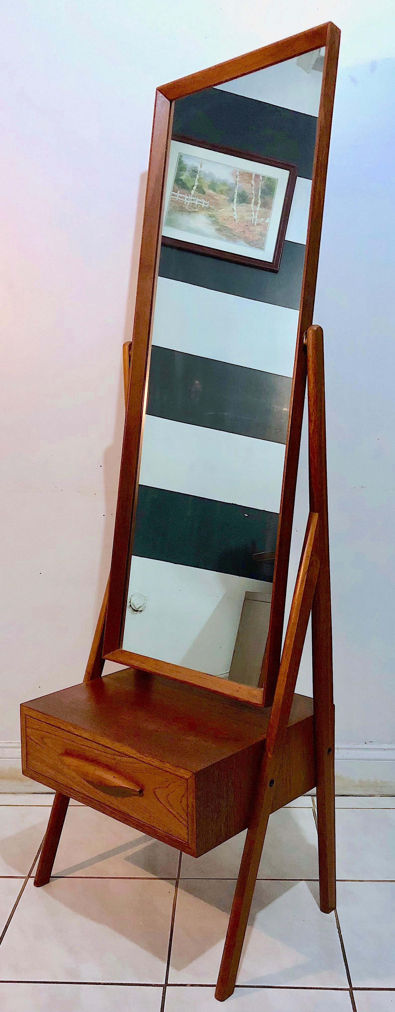 Scandinavian Modern Cheval Floor Mirror by Arne Vodder For Sale
