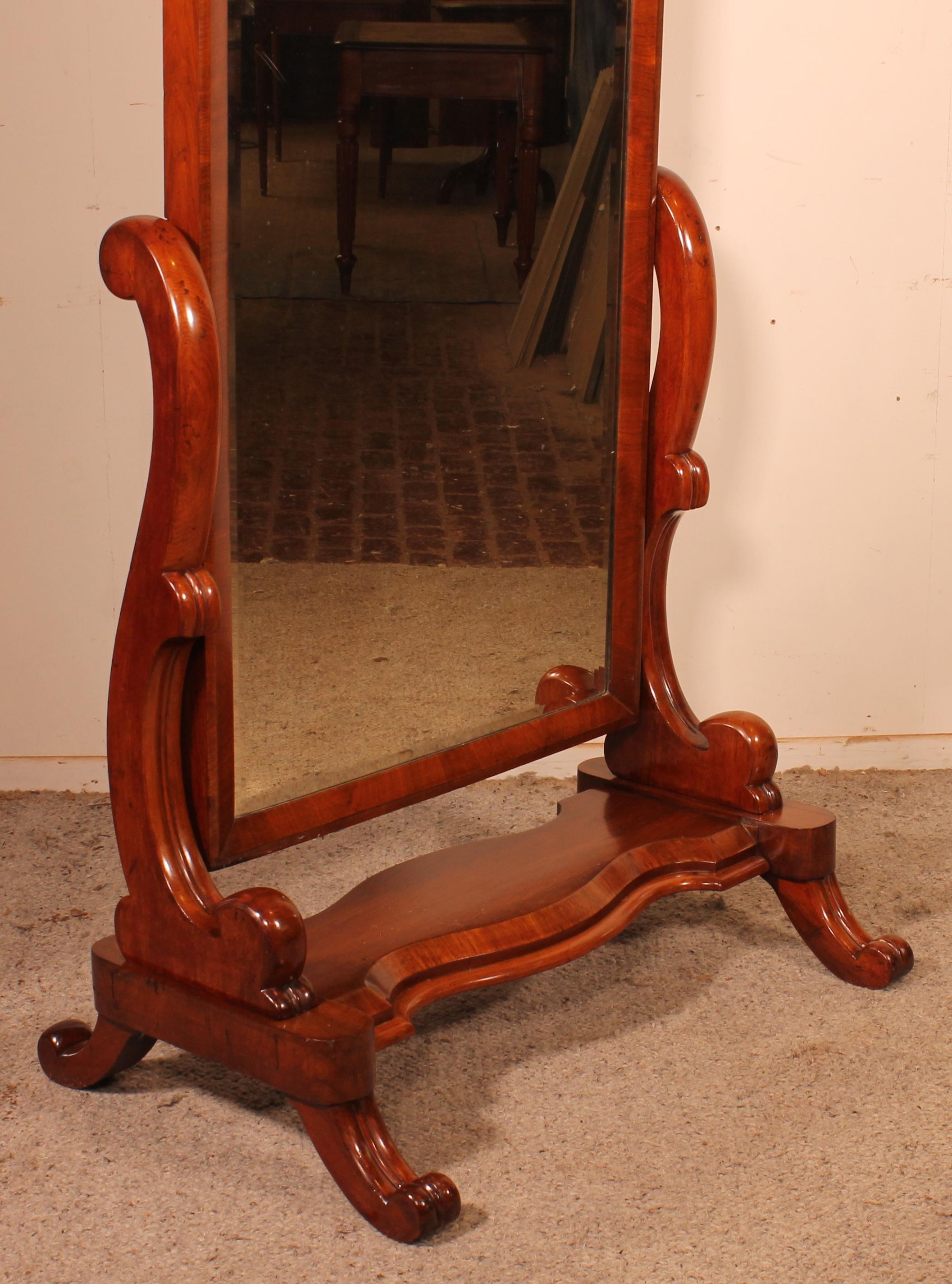 Cheval-Spiegel aus Mahagoni, 19. Jahrhundert im Angebot 5