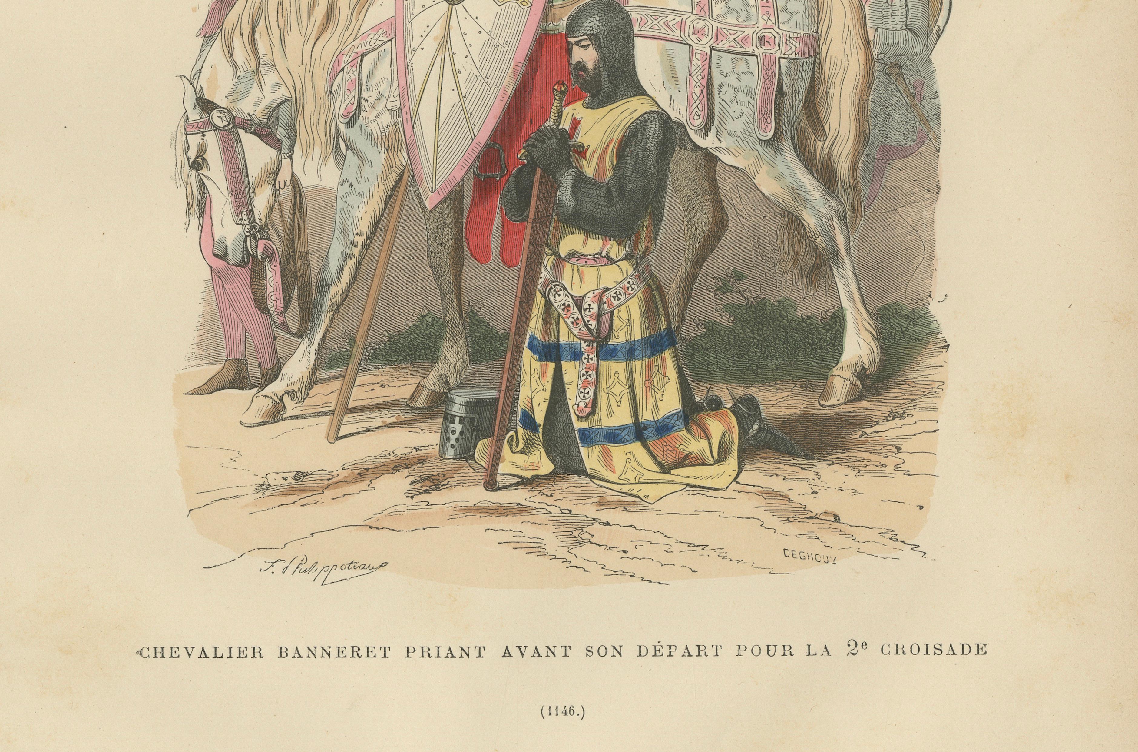 Chevalier Banneret Praying Before Departure for the Second Crusade, France 1146