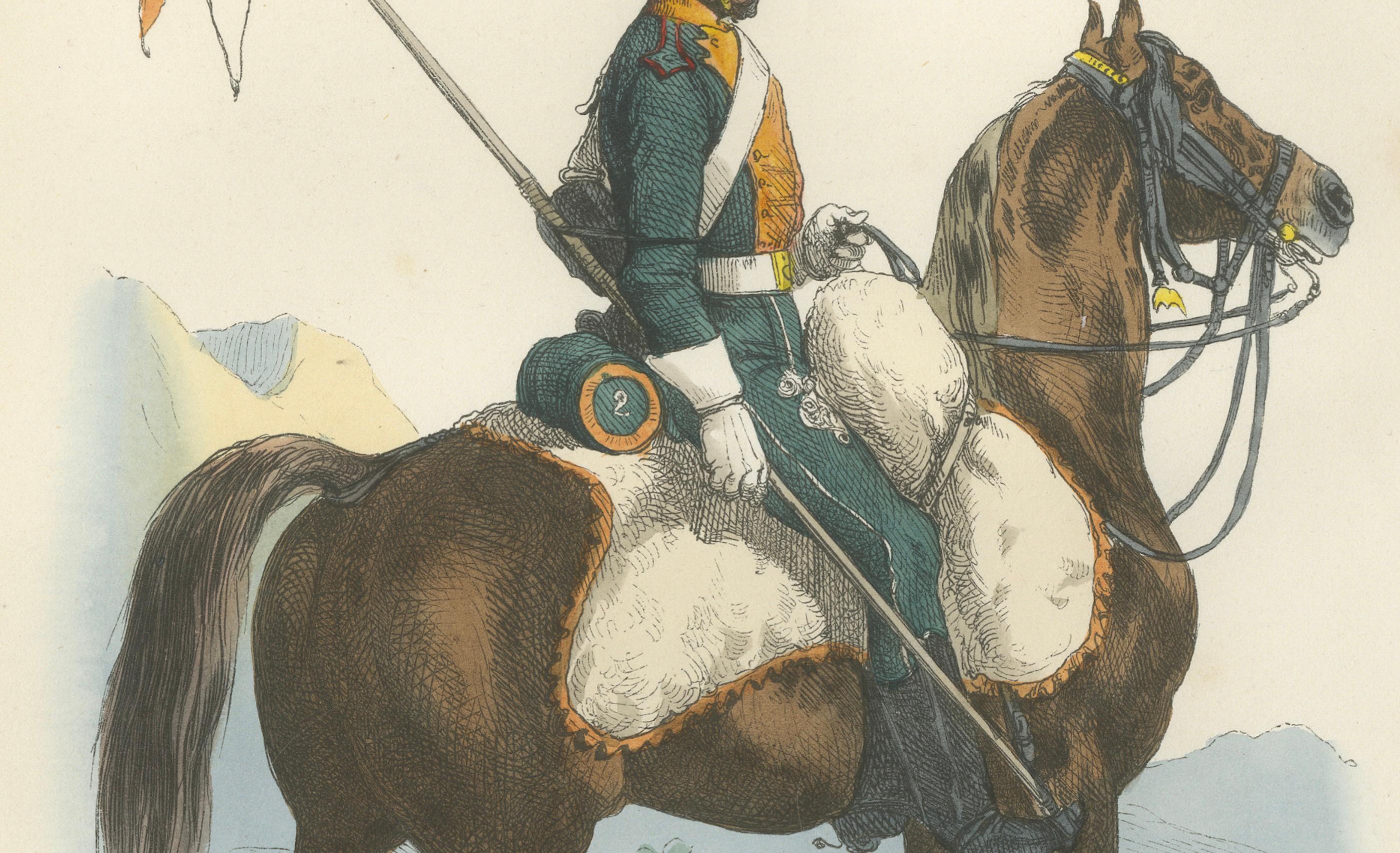 Chevau-Léger Français, Napoleonic Guard Cavalry Officer on Horseback, 1843
