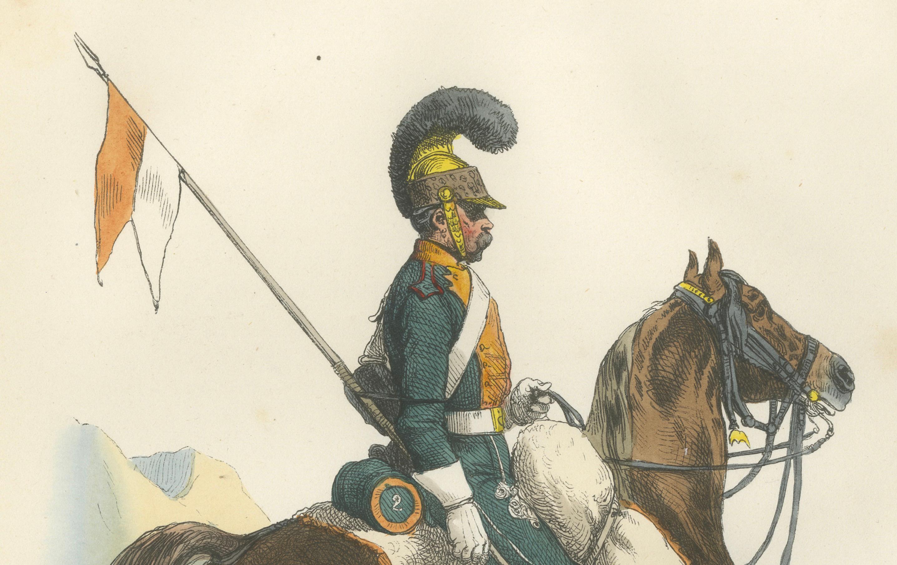 Chevau-Léger Français, Napoleonic Guard Cavalry Officer on Horseback, 1843