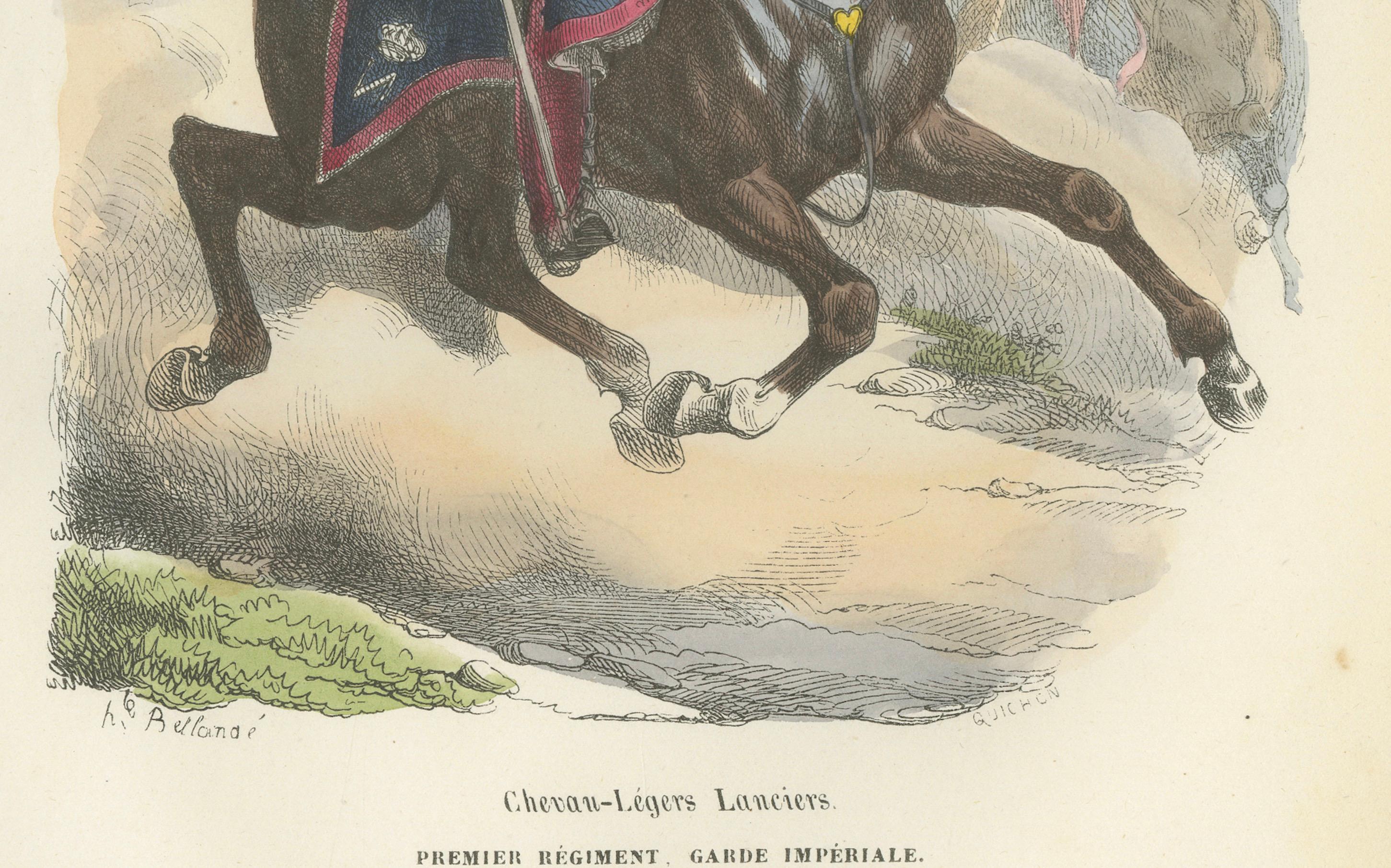 Chevau-Léger Lancer, Imperial Guard, Napoleonic Cavalry Print, 1843