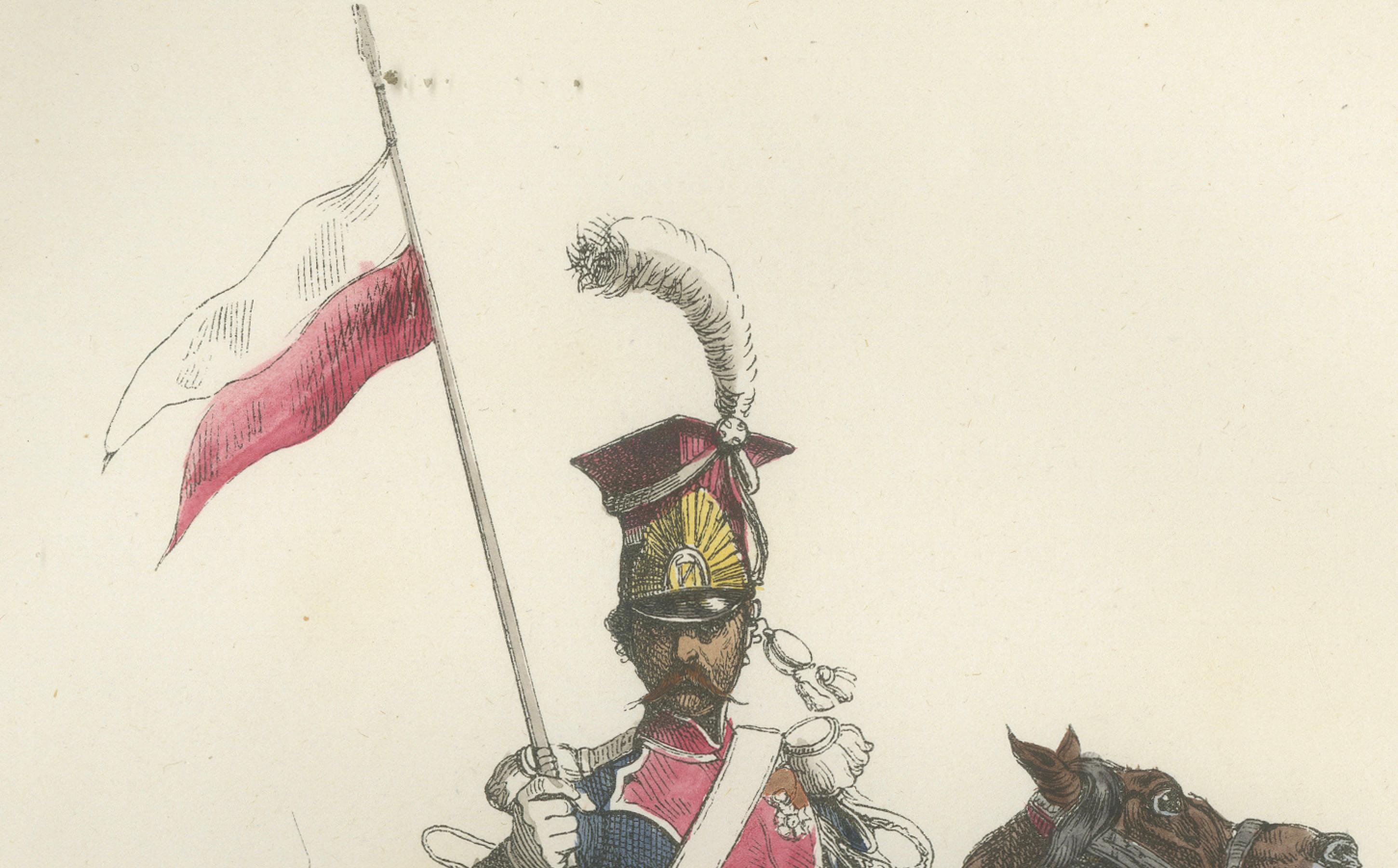 Chevau-Léger Lancer, Imperial Guard, Napoleonic Cavalry Print, 1843