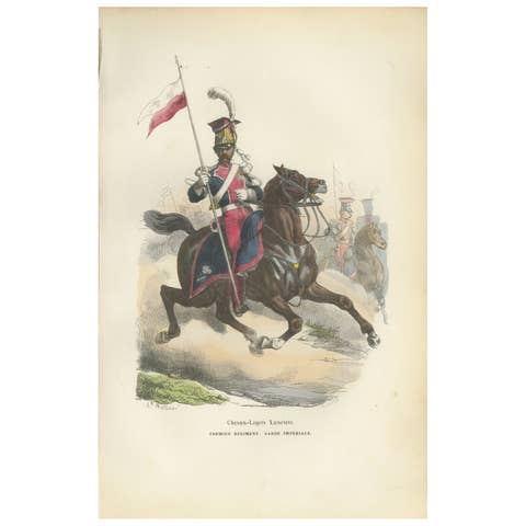 Chevau-Léger Lancer, Imperial Guard, Napoleonic Cavalry Print, 1843