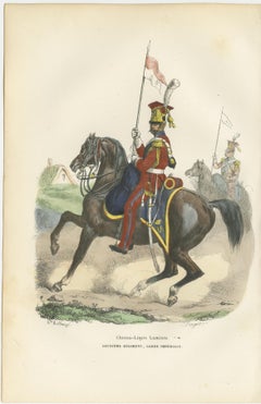 Chevau-Légers Lanciers, Cavalleria della Guardia Imperiale, Napoleone, colorato a mano nel 1843