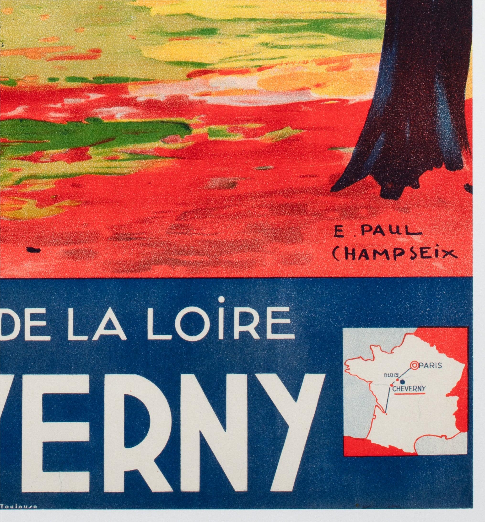 Cheverny c1937 SNCF French Railway Reise-Werbeplakat, E. Paul Champseix im Angebot 2