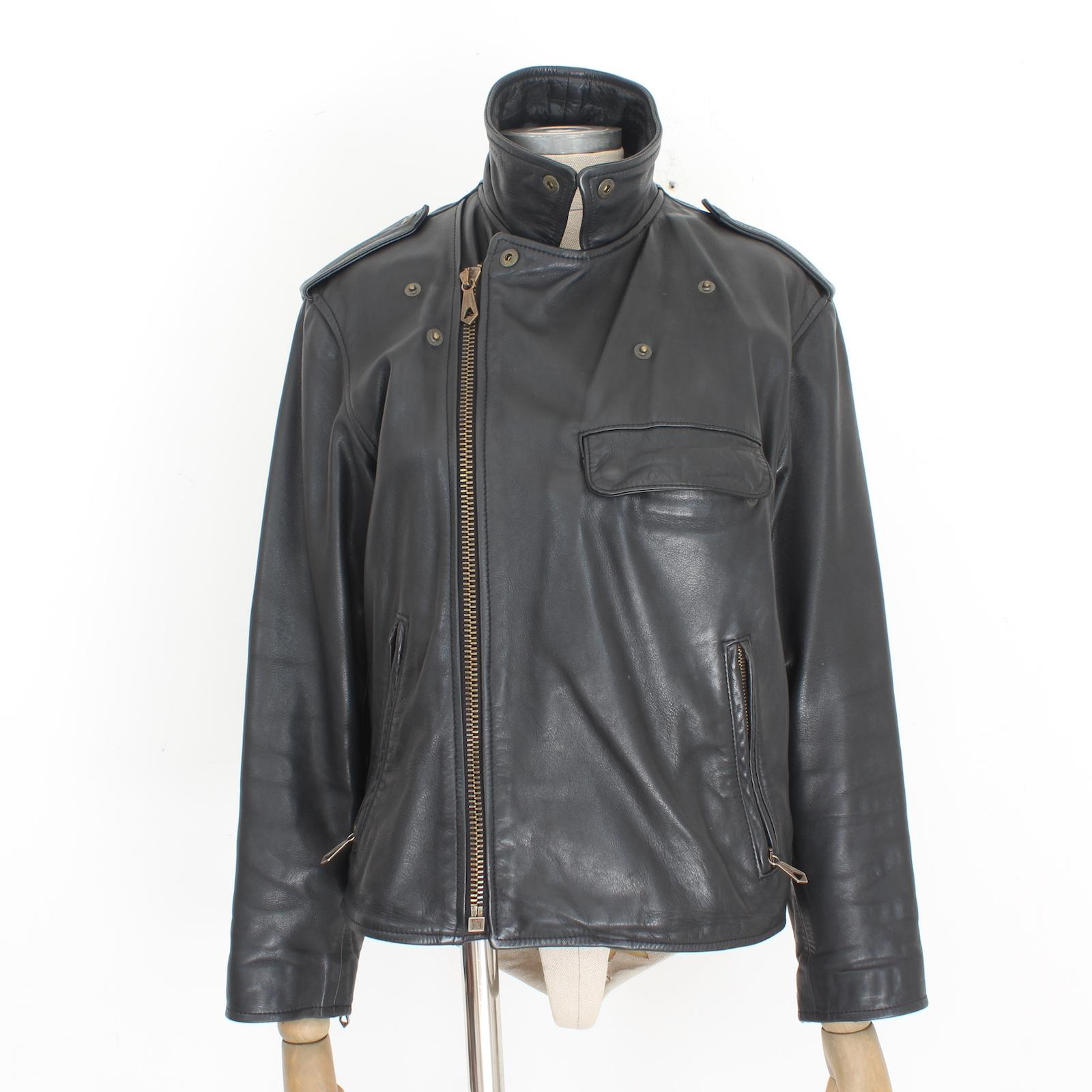 Chevignon Black Leather Biker Biker Jacket Vintage 90s 2