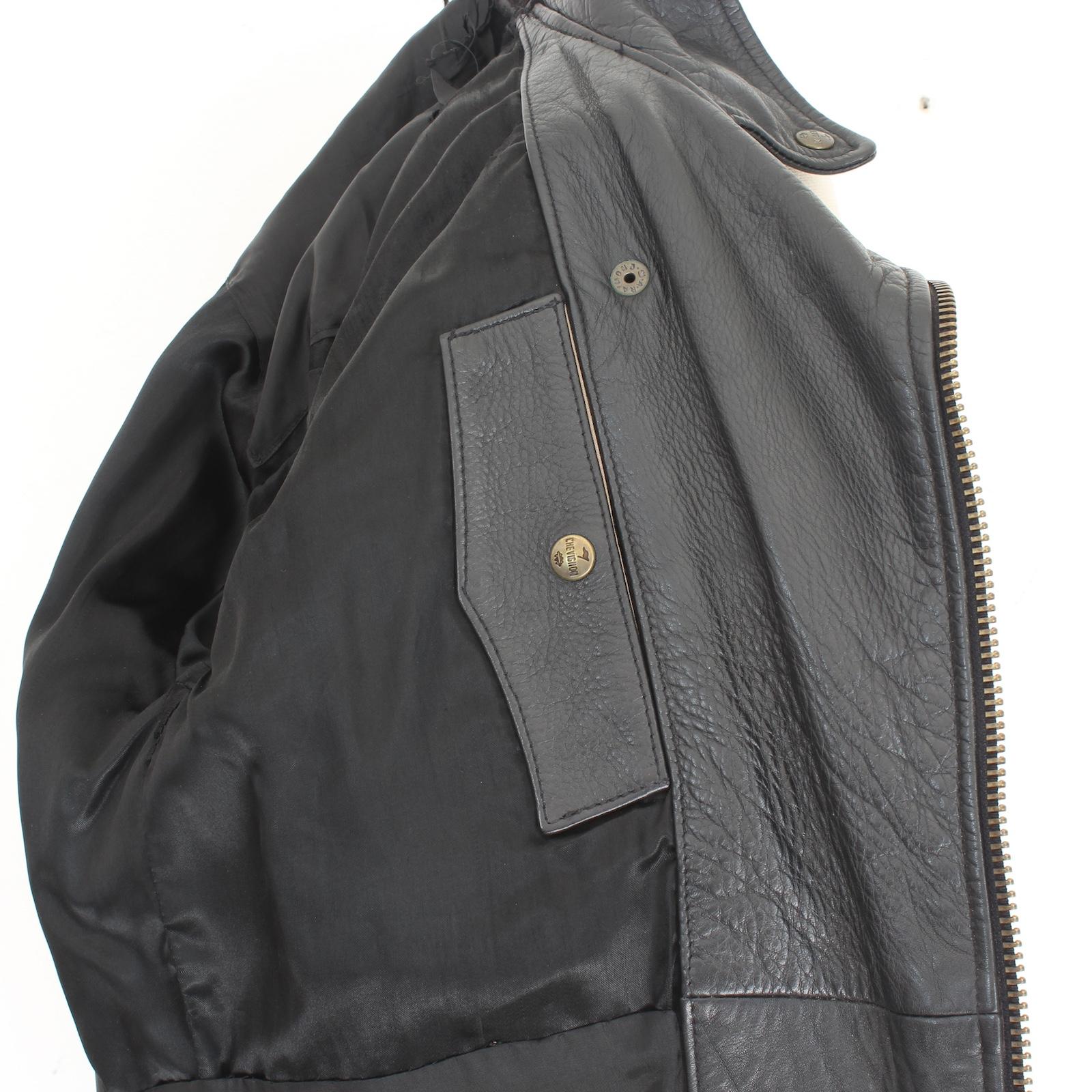 Chevignon Black Leather Biker Biker Jacket Vintage 90s 4