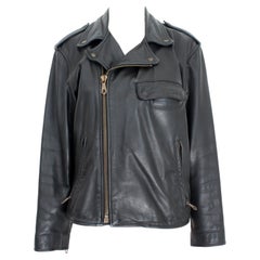 Chevignon Black Leather Biker Biker Jacket Vintage 90s