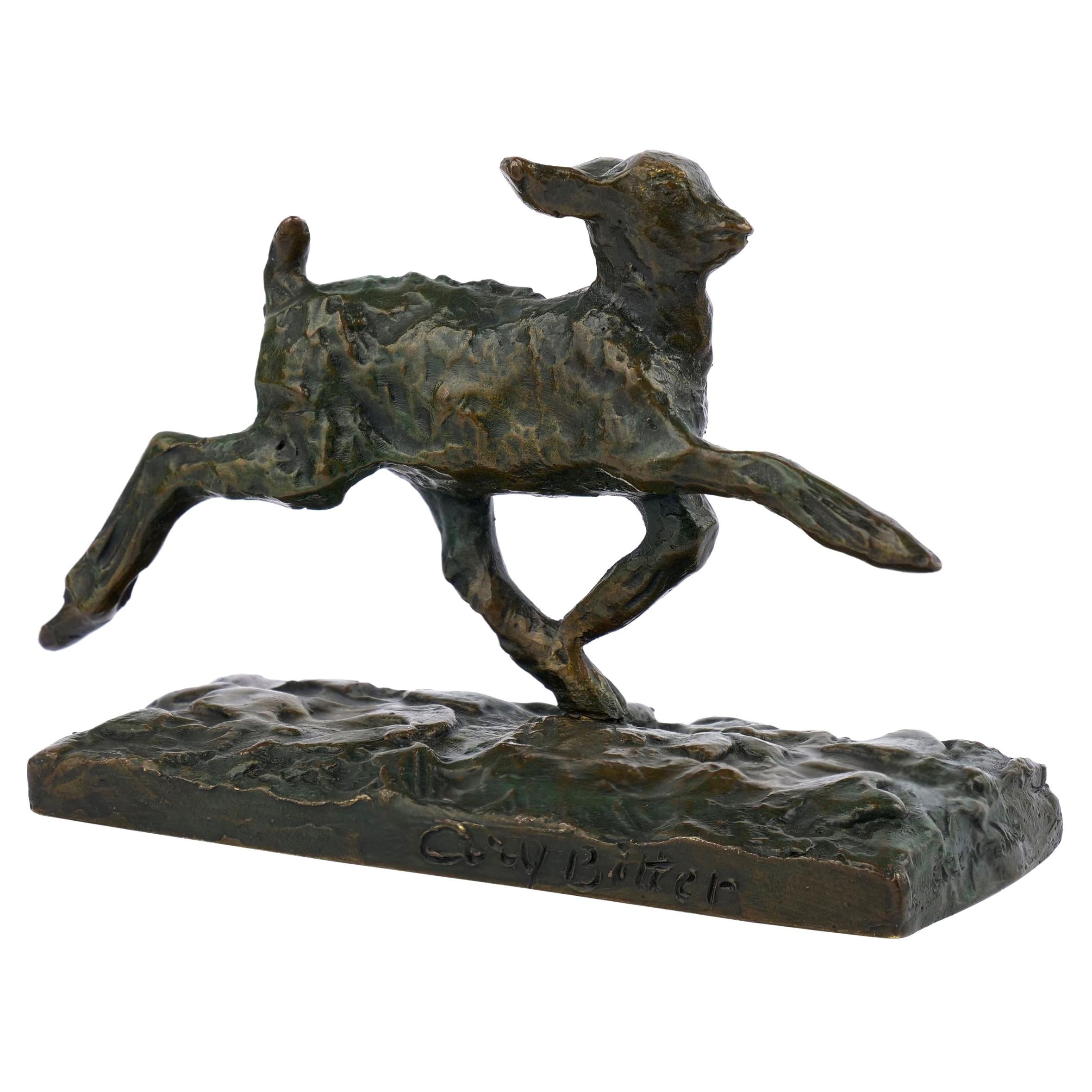 “Chevreau Courant” French Modernism Bronze Sculpture by Ary Bitter & Susse