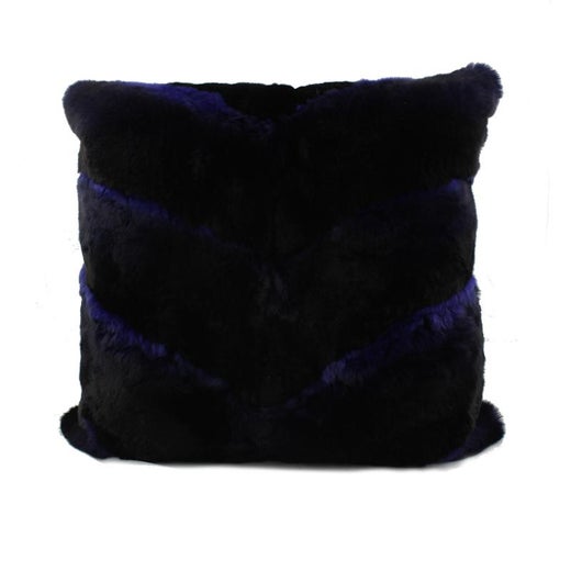 Chevron Blue Castor Rex Rabbit Fur Pillow Euro Cushion For Sale At