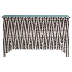 Chevron Bone Inlay Seven-Drawer Chest of Drawers, Bone Knobs by House of Jaipur