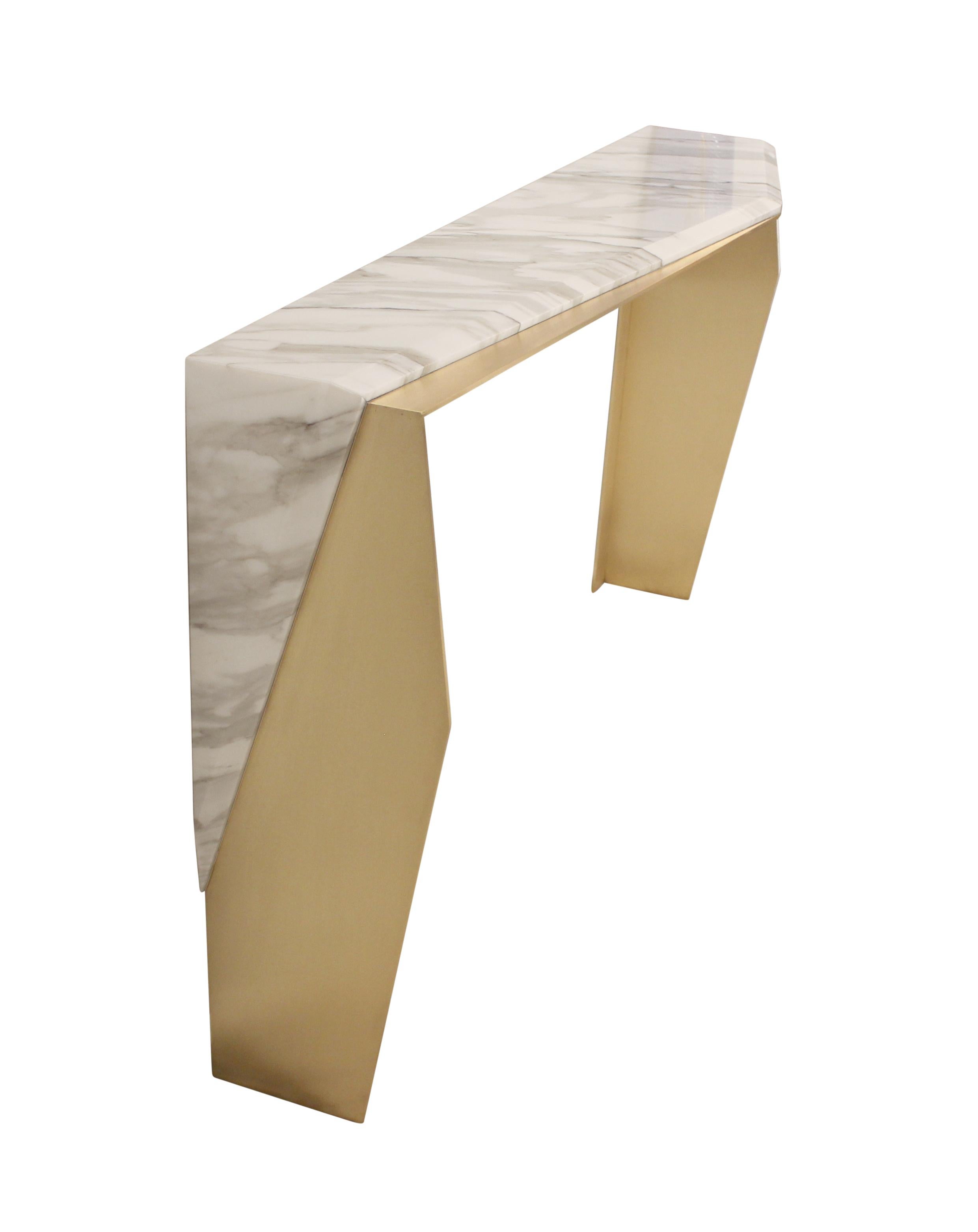 calacatta marble console table