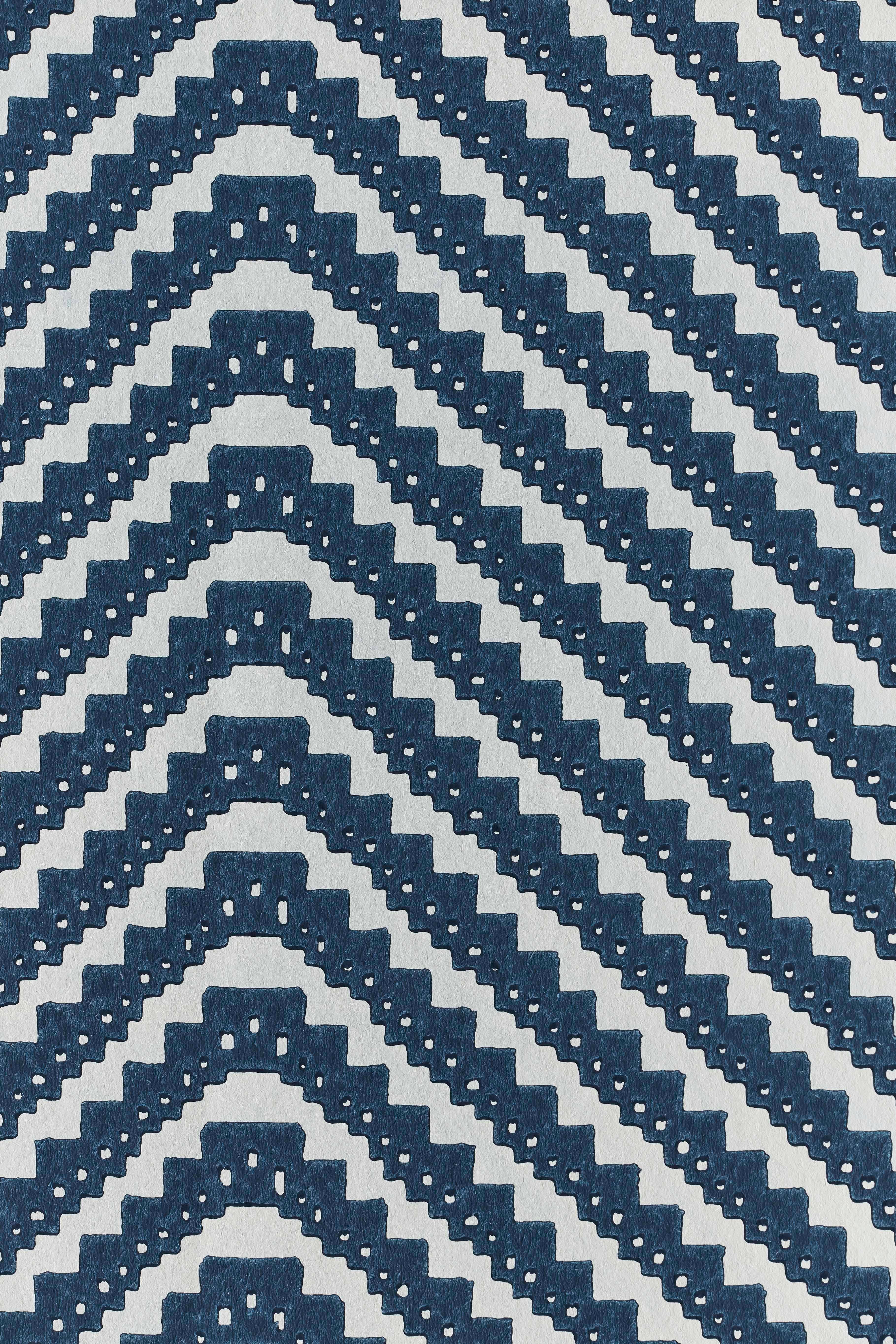 'Chevron' Contemporary, Traditional Wallpaper in Ink Blue In New Condition For Sale In Pewsey, Wiltshire