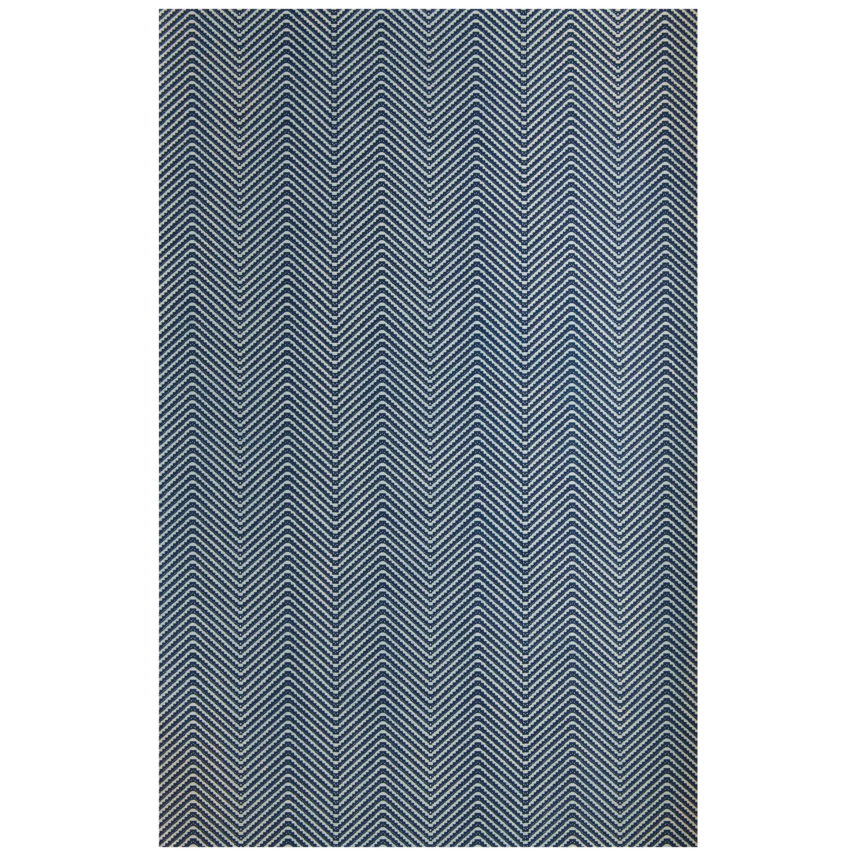 'Chevron' Contemporary, Traditional Wallpaper in Ink Blue For Sale