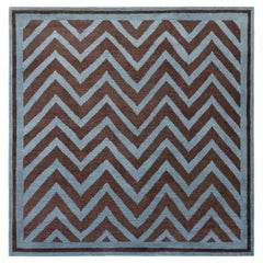 "Chevron" Designed By Sandra Nunnerly Modern Brown And Slate Blue Carpet