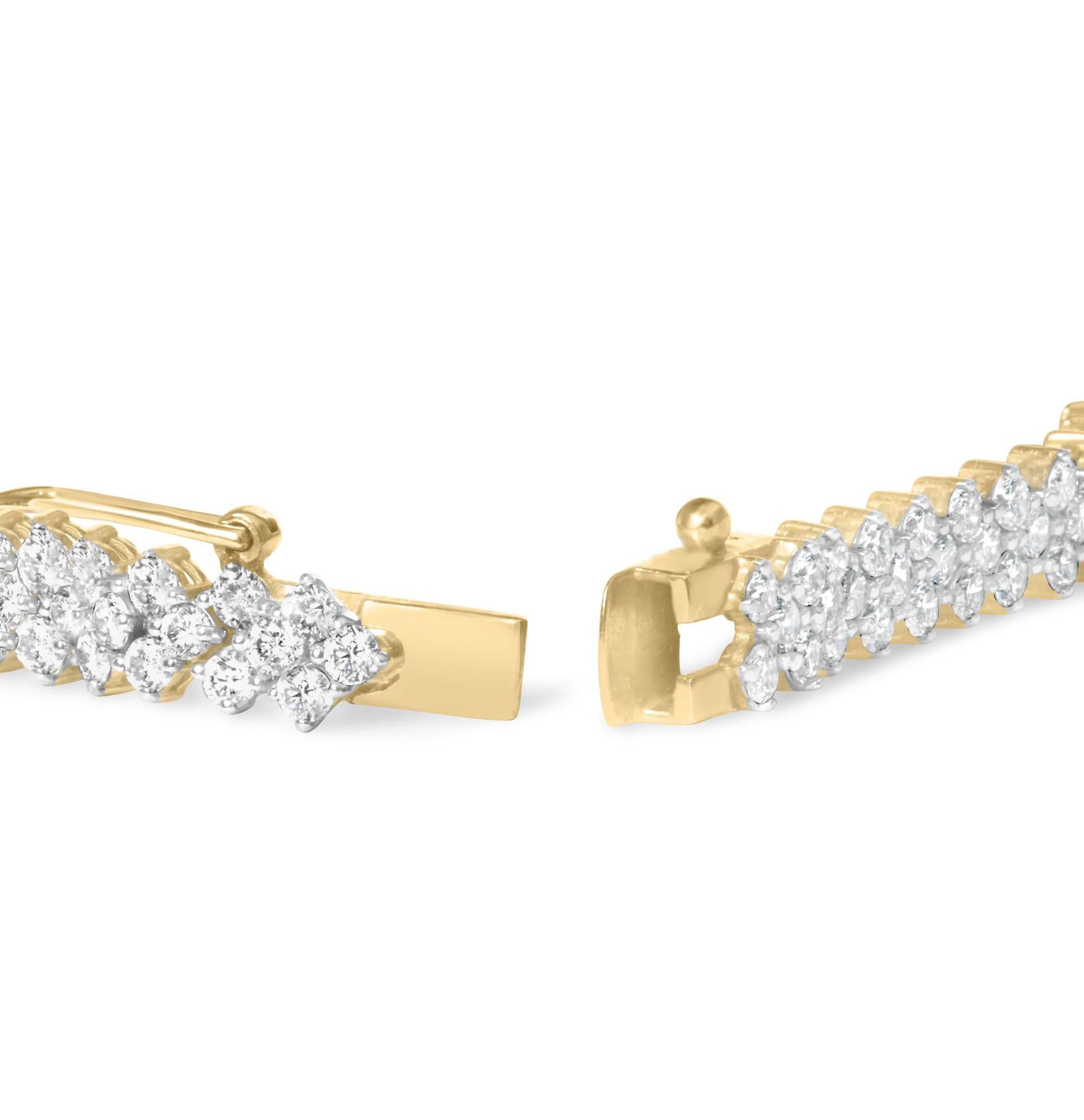 Contemporain Bracelet diamant Chevron taille ronde brillante 4 carats or jaune 14K en vente