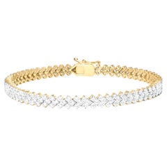 Chevron Diamond Bracelet Round Brilliant Cut 4 Carats 14K Yellow Gold