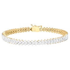 Chevron-Diamantarmband im runden Brillantschliff 4 Karat 14K Gelbgold