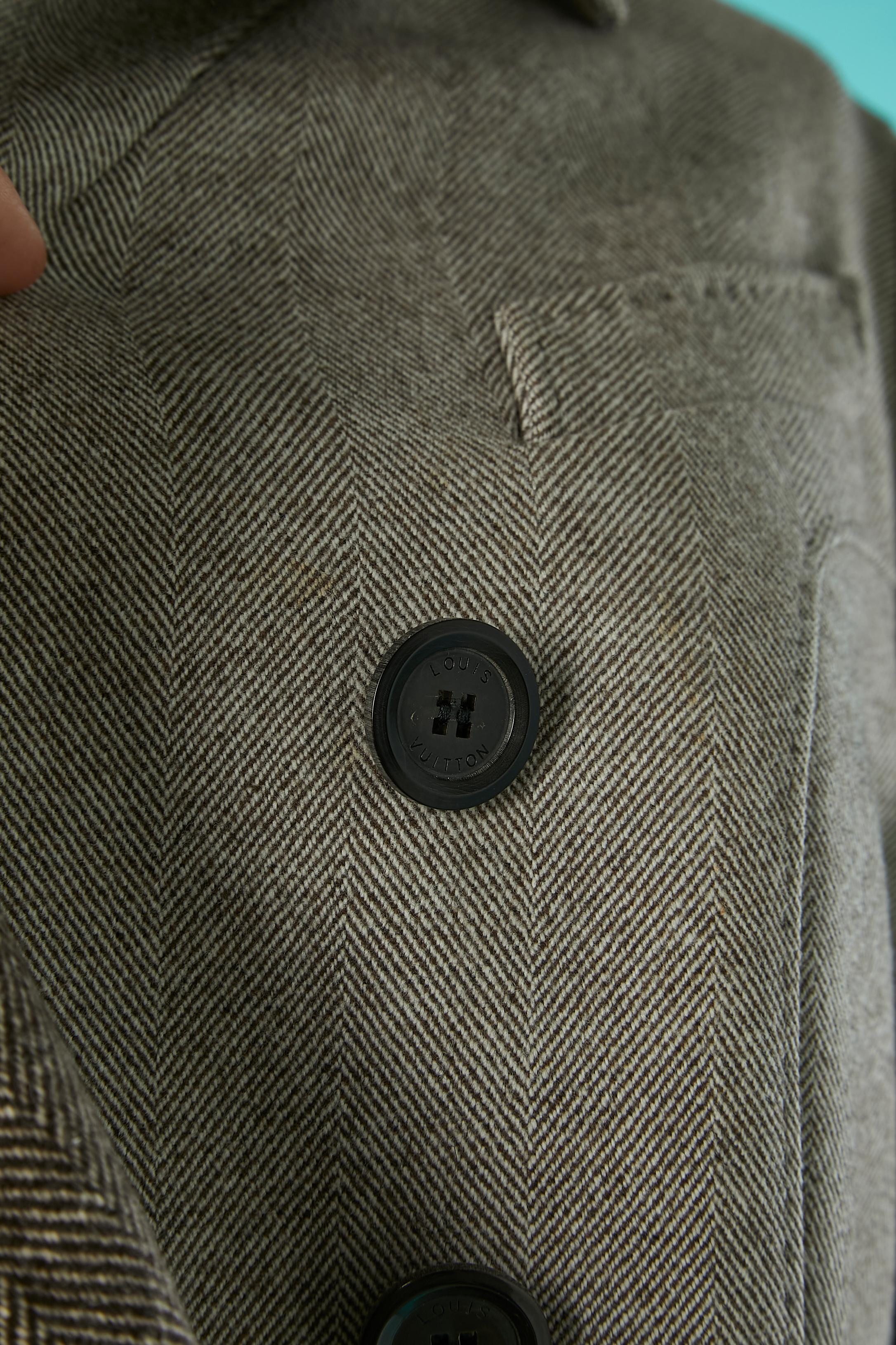 Chevron doppelreihiger Rockanzug mit gerafften Taschen Louis Vuitton  im Angebot 1