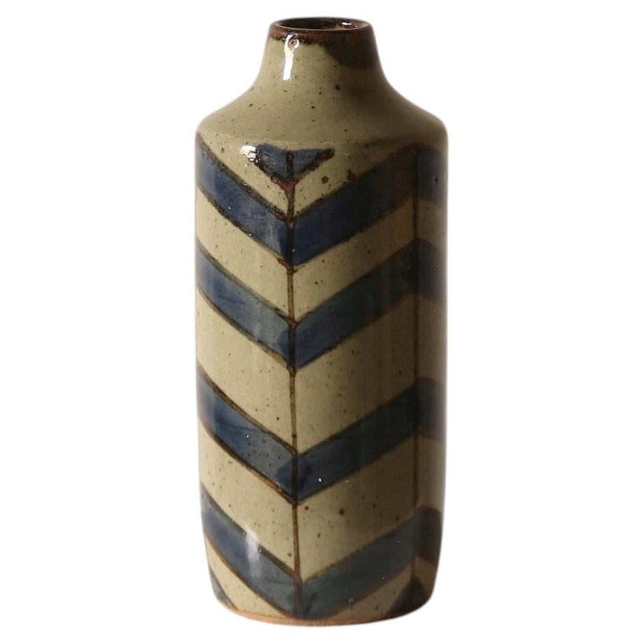 Chevron Glazed Vase For Sale
