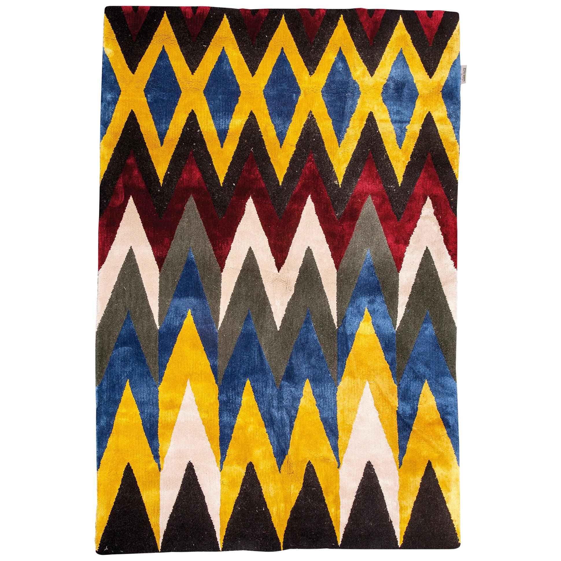 21st Century Chevron Hand Tufted Wool Rug Carpet For Sale