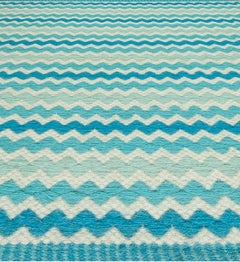 Chevron Kilim-Style with Stripe Pattern "Lagoon Zigzag" by Doris Leslie Blau