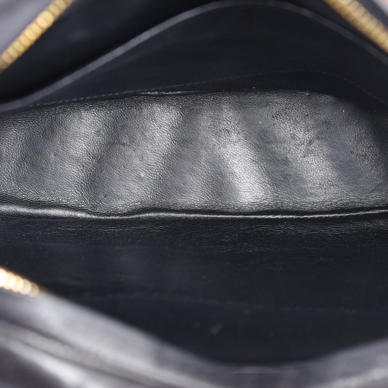Chevron Lambskin Envelope Pocket Camera Bag Medium Black 6