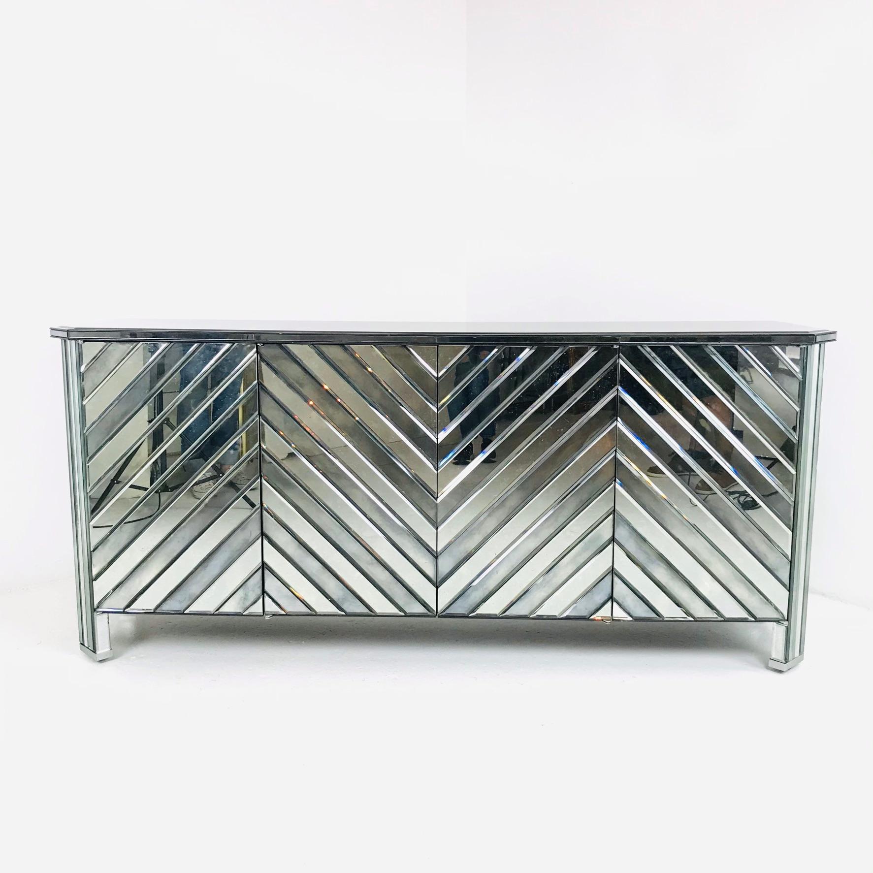 Chevron Mirrored Credenza 9